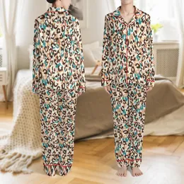 Western Cowgirl Turquoise Brown Painterly Cow Print Soft Jersey Lounge Pajamas Satin Pajamas Set