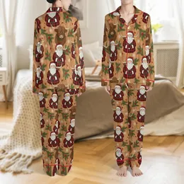 Santa Highland Cow Rustic Plaid Christmas Illustration Art Sublimation PNG File Satin Pajamas Set