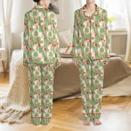 Cactus Lover Pajamas: Blush Pink Desert Floral Print Sleep Set for Kids & Adults Satin Pajamas Set