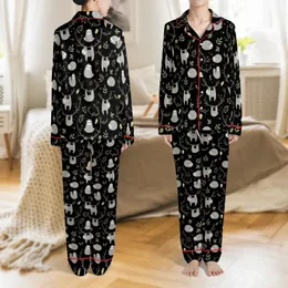 Personalized Sloth Pajamas: Kids, Youth, Adult Black Jungle Vine Flat Art Print Satin Pajamas Set