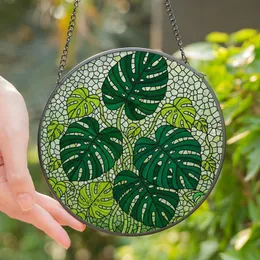 Botanical Art Lovers' Intricate Tiffany Stained Glass Monstera Deliciosa Forest Green Jewel Tones Stained Glass Suncatcher