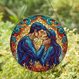 Romantic Partners' Organic Stained Glass Kiss Embrace, Glowing Tiffany Jewel Tones Art Stained Glass Suncatcher