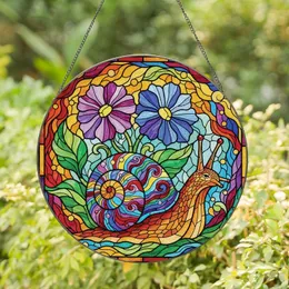 Art Lovers' Vibrant Stained Glass Snail Floral Mosaic Jewel Tone Intricate Pattern Stained Glass Suncatcher