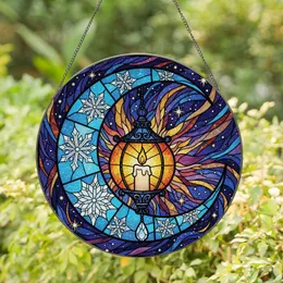 Celestial Art Lovers' Intricate Tiffany Stained Glass Crescent Moon Cosmic Mosaic Jewel Tones Stained Glass Suncatcher