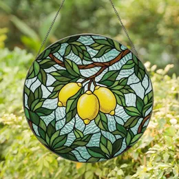 Home Decor Enthusiasts' Vibrant Tiffany Stained Glass Lemon Botanical Mosaic Pattern Stained Glass Suncatcher
