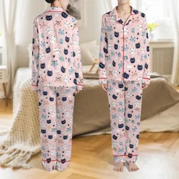 Cat Lovers' Whimsical Hand-Drawn Cartoon Cats Flat Pattern, Light Bubblegum Pink with Navy, Pale Peach, Light Blue-Grey Accents Satin Pajamas Set