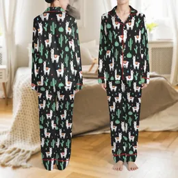 Llama Lover Low Top Canvas Sneakers: Whimsical White Llama & Mint Green Cactus Charcoal Print Satin Pajamas Set