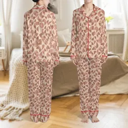 Galentine Gift Her: Geometric Mauve Rust Two-Tone Heart Pattern - Cotton Woven Throw Satin Pajamas Set