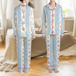 Pastel Dreamers' Whimsical Hand-Drawn Sleeping Cats Pink Bows Blue Flowers Cupcakes Soft Pastel Blue Off-White Knit Bands Satin Pajamas Set