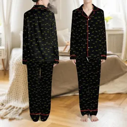 Cat Lovers' All-Over Stylized Black Cat Crowd Pattern with Vibrant Yellow Eyes Flat Art Satin Pajamas Set