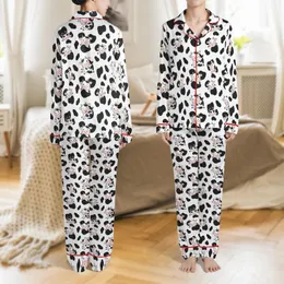 Cute Style Adorers' Whimsical Black Cow Spot Pattern Cute Cartoon Cow Faces Pink Brown Accents White Satin Pajamas Set