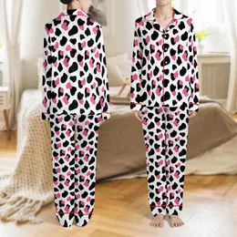 Modern Style Enthusiasts Playful White Black Bubblegum Pink Organic Cow Spot Amorphous Pattern Satin Pajamas Set