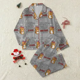 Women's 3pc Sleep Set: Grumpy Orange Cat, Sassy A Motto Print, Pink Bow Detail – Top, Shorts & Pants Satin Pajamas Set