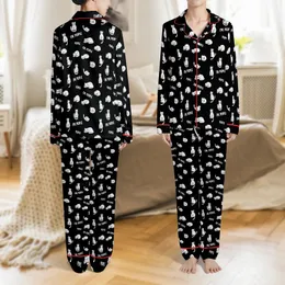 Introvert's Black White Minimalist Indifferent Cat 'EW, PEOPLE' Seamless All-Over Pattern Satin Pajamas Set