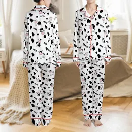 Cow Lovers' Whimsical Black White Pink Cartoon Cow Spot Milk Moo All-Over Pattern Satin Pajamas Set