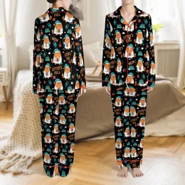 Cat Owners' Grumpy Orange Cat Cartoon Pattern with Teal Accents, Coffee Mugs, Vacuums, & 'LITTER'S FULL' Text Satin Pajamas Set