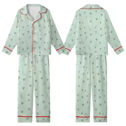 Women's Very Pale Mint Green Subtle Sage Hand-Drawn Heart & Leaf Kid Satin Pajamas Set