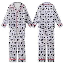 Cute Farm Animal Lovers' Soft Light Lavender Seamless Cartoon Cow Heads, Black Patches, Mixed Heart Spots Pattern Kid Satin Pajamas Set