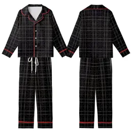 Minimalist Design Lovers' Deep Black Charcoal Interlocking Line Subtle Grid Kid Satin Pajamas Set