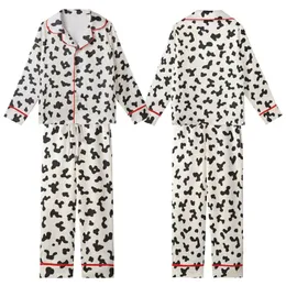Modern Style Seekers' Bold Black Irregular Splotches & Blobs Organic Pattern on Creamy Off-White Kid Satin Pajamas Set