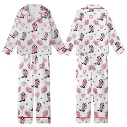 Girly Western Style Playful Pink Bow Cow Print Cowboy Boots Hats Bandanas Sheriff Stars White Seamless Pattern Kid Satin Pajamas Set