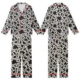 Contemporary Design Enthusiasts' Bold Black Organic Blob Abstract Pattern on Light Cream Kid Satin Pajamas Set