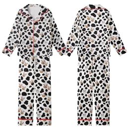Cow Lovers' Whimsical White Black Brown Pink Cartoon Cow Spot & Friendly Face Pattern Kid Satin Pajamas Set