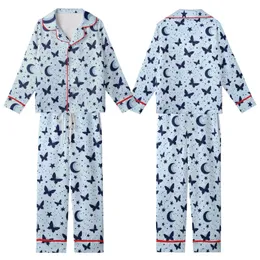 Dreamers' Whimsical Pastel Sky Blue Dark Navy Butterfly Crescent Moon Star Celestial Dust Pattern Kid Satin Pajamas Set