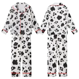 Contemporary Fashion Lovers' Playful Black White Irregular Organic Spot Design Kid Satin Pajamas Set
