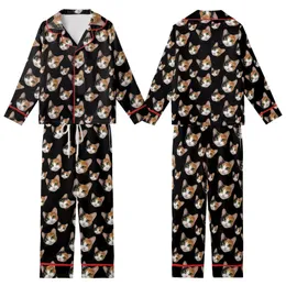 Cat Lovers' Realistic Calico Cat Faces Pattern Orange White Black Fur Vivid Green-Yellow Eyes Solid Black Background Kid Satin Pajamas Set