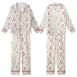 Bohemian Dreamer's: Dusty Rose Moon & Ethereal Dreamcatcher Art Pattern Kid Satin Pajamas Set