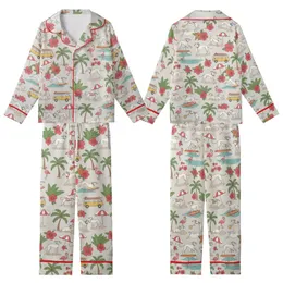 Dog Lover's Whimsical Tropical Party Art: Retro Greyhounds & Flamingos - Muted Greige Design Kid Satin Pajamas Set