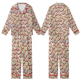 Women's Mahjong Tile Polyester Pajama Bottoms: Bamboo Dots Dragons Game Night Sleepwear Kid Satin Pajamas Set