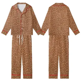 Cheerful Gingerbread Pattern Print: Whimsical Cookie Figures & White Dots Design Kid Satin Pajamas Set