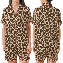 Dynamic Organic Texture: Chocolate Brown & Cream Abstract Earth Pattern - Seamless All-Over Graphic Satin Short-Sleeve Pajamas Set