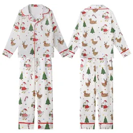 Funny Goose & Duck Christmas Pajamas: Whimsical Holiday Reindeer & Tree Print Sleep Set Kid Satin Pajamas Set