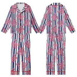 Women's Hand Block Printed Cotton Pajama Set: Navy Stripe & Pink Floral Motif Kid Satin Pajamas Set