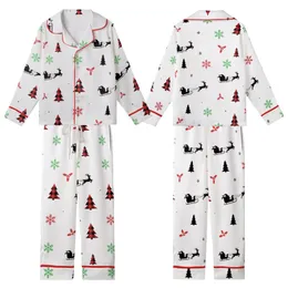 Holiday Decor: Rustic Reindeer Sleigh Seamless Pattern with Buffalo Plaid & Holly Kid Satin Pajamas Set
