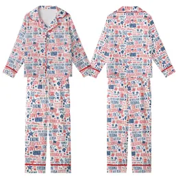 Women's Red White Blue Vintage Americana Liberty Collage Polyester Spandex Sleepwear Kid Satin Pajamas Set