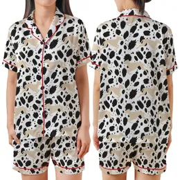 Greyhound Dog Abstract Print Zip-Up Pajamas Digital Sewing Pattern – S/M, Advanced Beginner, Video Tutorial Satin Short-Sleeve Pajamas Set