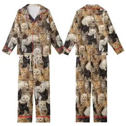 Children's Realistic Photo Kitten Collage Pattern Fleece Pajamas Set Kid Satin Pajamas Set