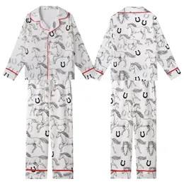 Horse Lover's Satin Pajamas: Vintage Hand-Sketched Black & White Equine & Horseshoe Set Kid Satin Pajamas Set