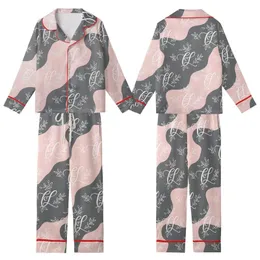 Satin Sleep Set: Intertwined Monogram & Botanical Pattern - Blush & Charcoal Kid Satin Pajamas Set