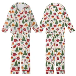 Festive Pizza Pajamas: Whimsical Christmas Tree, Candy Cane & Hot Cocoa Pattern - Cozy Holiday Sleep Set Kid Satin Pajamas Set