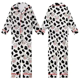 Playful Style Enthusiasts' Cheerful Minimalist Cow Spot Pattern with Pink Muzzles & Yellow Horns Kid Satin Pajamas Set