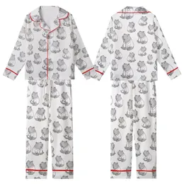 Women's Kawaii Capybara Sleep Set: Greyscale Blush Pink Imitation Silk Pajama Set Kid Satin Pajamas Set