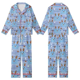 Cozy Bunny Dreams: Whimsical Crocheted Bunny & Knit Texture Blue Pattern Pajamas Kid Satin Pajamas Set
