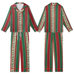 Classic Festive Stripes: Red, Green & Gold Holly Pattern - Elegant Design Print Kid Satin Pajamas Set
