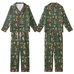Expecting Parents Christmas Gingerbread Baby Reveal All-Over Pattern Festive Design Kid Satin Pajamas Set