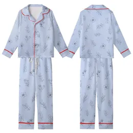 Bridesmaid Delicate Periwinkle Blue Black Single-Line Botanical Art Pattern Kid Satin Pajamas Set